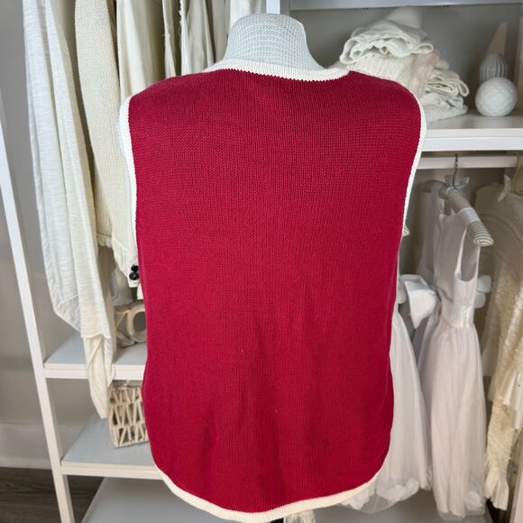 Holiday Editions red & cream festive Holiday vest, cheerful, party, warm #4414 - Picture 2 of 9